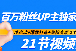 百万粉丝UP主独家秘诀:冷启动+爆款打造+涨粉变现 2个月12W粉(21节视频课)